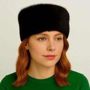 Vintage Black Faux Fur Women's Pillbox Hat